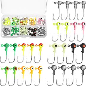 Sumind 100 Pieces Jig Head Jig Ball Fishing Jig Hooks Round Painted Fishing Lures with Plastic Box for Freshwater and Saltwater Fishing in Saudi Arabia
