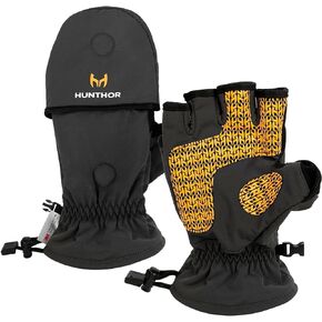 قفازات الصيد Hunthor Ice، قفازات ثينسوليت 3M قابلة للتحويل بدون أصابع، قفازات صيد للرجال والنساء مع نسيج مرن، مثالية للطقس البارد، وصيد الأسماك في الشتاء والتصوير الفوتوغرافي in Kuwait