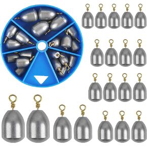 Fishing Weights Sinkers Kit, 20/58pcs Iron Fishing Weights Assortment Bass Casting Sinker Weight Bell Sinkers Saltwater Freshwater Fishing