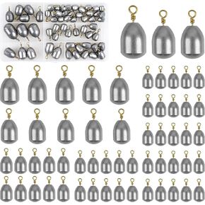 Iron Fishing Weights Sinkers, 20/58pcs Lead Free Steel Fishing Weights Bass Casting Sinkers for Saltwater Freshwater Bass Trout Catfish in Kuwait