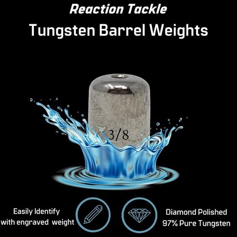Reaction Tackle Tungsten Barrel Weights, Fishing Sinkers, Egg Shaped Tungsten Fishing Weights Used for Carolina Rig Bass Fising - Size Stamped on All Weights for Freshwater or Saltwater Fish in Saudi Arabia
