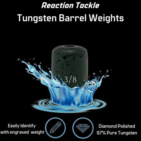 Reaction Tackle Tungsten Barrel Weights, Fishing Sinkers, Egg Shaped Tungsten Fishing Weights Used for Carolina Rig Bass Fising - Size Stamped on All Weights for Freshwater or Saltwater Fish in Saudi Arabia
