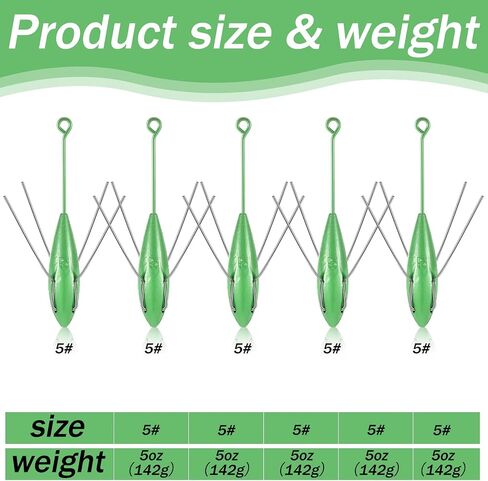 Libima 5 Pcs Sputnik Sinker Surf Fishing Weight Long Tail Fishing Sinkers Fishing Equipment Sputnik Surf Weight for Sea Sand Ocean Beach, Green in Saudi Arabia