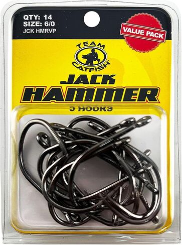 Team Catfish Jack Hammer J Hooks with Wide Gap Design to Hold Live Bait, Cut Baits, and Plastics in Kuwait