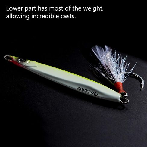 BASSDASH STIX Casting Jig Lure Vertical Slow Jigging Lures Mustad Hooks 0.7oz 1.1oz 1.4oz 2.1oz 2.8oz 3.9oz Mustad Hooks for Saltwater Freshwater Kayak Boat Shore Fishing, 3-Pack in Saudi Arabia