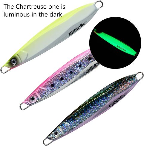 BASSDASH STIX Casting Jig Lure Vertical Slow Jigging Lures Mustad Hooks 0.7oz 1.1oz 1.4oz 2.1oz 2.8oz 3.9oz Mustad Hooks for Saltwater Freshwater Kayak Boat Shore Fishing, 3-Pack in Saudi Arabia