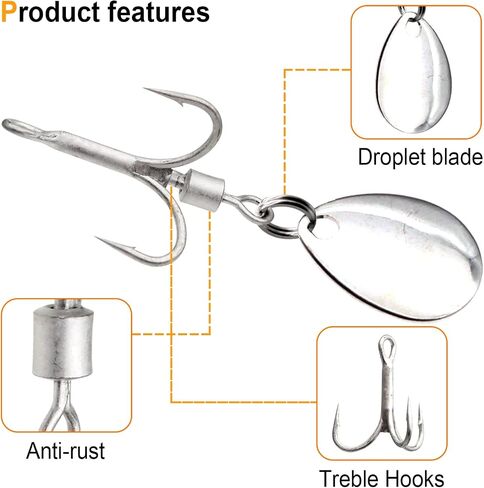 Ghanneey Fishing Hooks Weighted Hooks Fishing Jigs Lure Fishing Treble Hooks Octopus Lures Squid Skirt Bait Fishing Spinner Blades Trout Bass for Freshwater and Saltwater in Kuwait