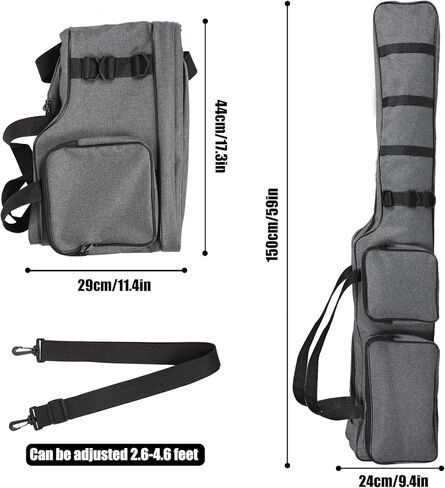 بست فاير حقيبة صنارة صيد 5 قدم قابلة للطي حقيبة صنارة صيد محمولة عالية السعة منظم حمل عصا الصيد في الهواء الطلق مقاومة للماء حقيبة اكسسوارات الصيد للعائلة والأصدقاء, رمادي, للاستخدام اليومي in Kuwait