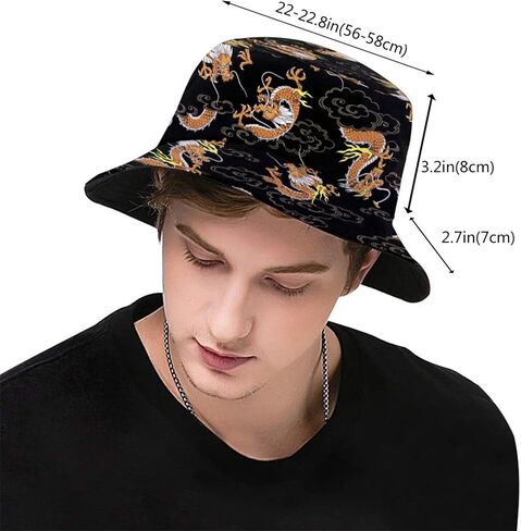 Funny Chinese Dragon Bucket Hat Sun Protection Wide Brim Hat Packable Summer Travel Dragon Fisherman Cap for Women Men in Kuwait