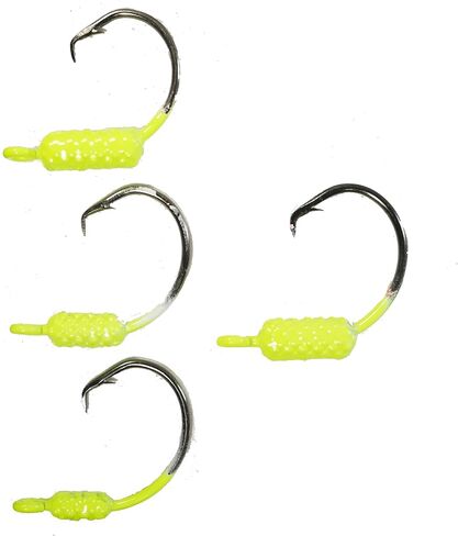 Yellowtail Snapper Weighted Circle Hook Jig - (Chartreuse) Mixed (4/0 - 1/32, 1/16, 1/8 oz & 5/0 - 1/8 oz) - 25 Pack in Saudi Arabia