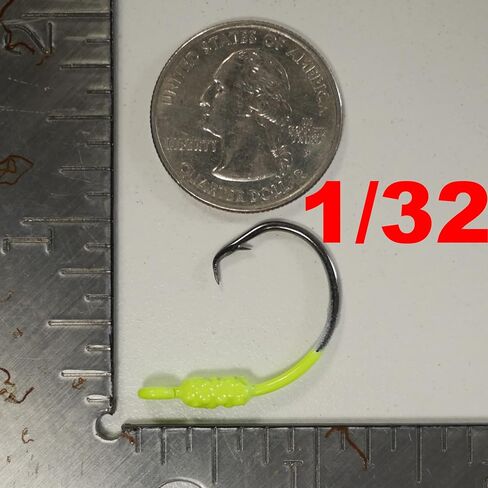 Yellowtail Snapper Weighted Circle Hook Jig - (Chartreuse) Mixed (4/0 - 1/32, 1/16, 1/8 oz & 5/0 - 1/8 oz) - 25 Pack in Saudi Arabia