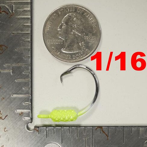 Yellowtail Snapper Weighted Circle Hook Jig - (Chartreuse) Mixed (4/0 - 1/32, 1/16, 1/8 oz & 5/0 - 1/8 oz) - 25 Pack in Saudi Arabia