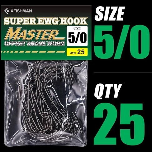 Ewg-Hooks-for-Bass-Fishing-Texas-Rig-Hooks-Offset-Extra-Wide-Gap-Plastic-Worm-Hook Set Freshwater Bass Rubber Worms Bulk Big Fish Swim Bait Lures Hook Kit 1/0 2/0 3/0 6/0 25-50 Pack in Kuwait