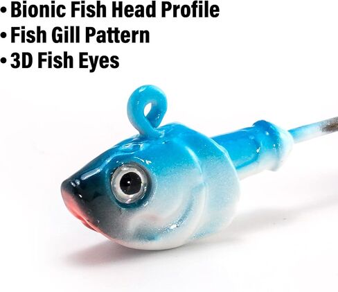 Dr.Fish 10 عبوات من رؤوس طُعم السباحة، رؤوس لصيد الأسماك في المياه المالحة، رؤوس مسطحة لصيد الأسماك بعيون ثلاثية الأبعاد، خطافات من الفولاذ عالي الكربون للمياه المالحة، طُعم صيد الأسماك المفلطحة، سمك الهلبوت بومبانو باس in Kuwait