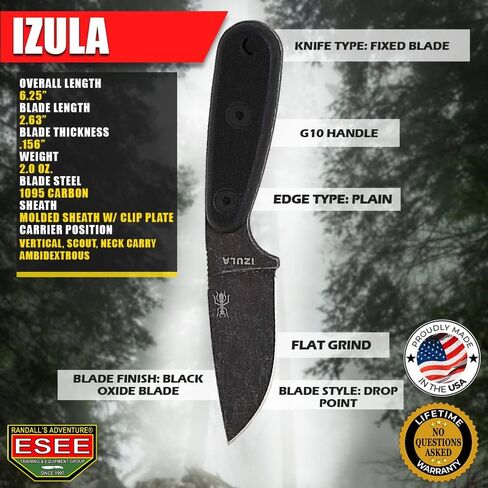 ESEE Knives Izula-B-BO w/Handle, Molded Polymer Sheath, and Clip Plate (Grey Micarta) in Saudi Arabia