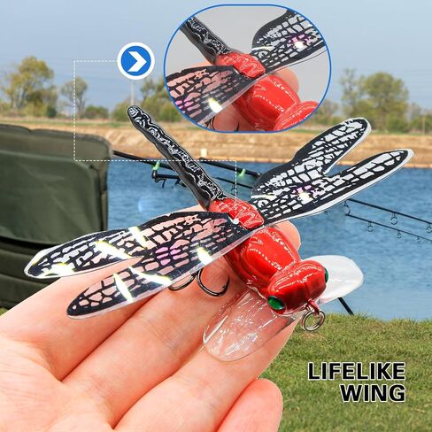 Topwater Dragonfly Fishing Lures Realistic Insect Design Bait with Hooks in Kuwait