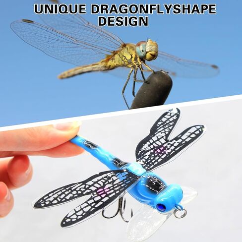 Topwater Dragonfly Fishing Lures Realistic Insect Design Bait with Hooks in Kuwait