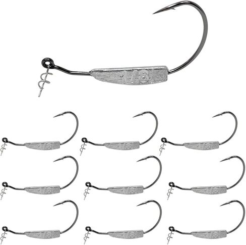 Reaction Tackle Weighted Swimbait Hooks for Bass Fishing - Weedless Fishing Hooks with Twist Lock for Freshwater and Saltwater Fishing Weighted Hooks (10-Pack) in Saudi Arabia