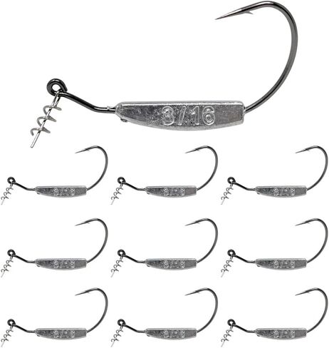 Reaction Tackle Weighted Swimbait Hooks for Bass Fishing - Weedless Fishing Hooks with Twist Lock for Freshwater and Saltwater Fishing Weighted Hooks (10-Pack) in Saudi Arabia