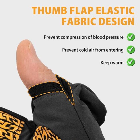 قفازات الصيد Hunthor Ice، قفازات ثينسوليت 3M قابلة للتحويل بدون أصابع، قفازات صيد للرجال والنساء مع نسيج مرن، مثالية للطقس البارد، وصيد الأسماك في الشتاء والتصوير الفوتوغرافي in Kuwait