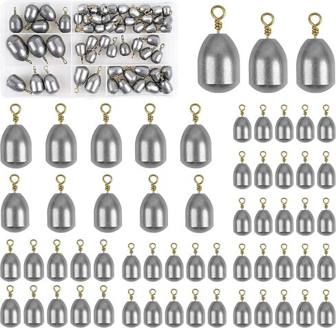 Iron Fishing Weights Sinkers, 20/58pcs Lead Free Steel Fishing Weights Bass Casting Sinkers for Saltwater Freshwater Bass Trout Catfish in Saudi Arabia