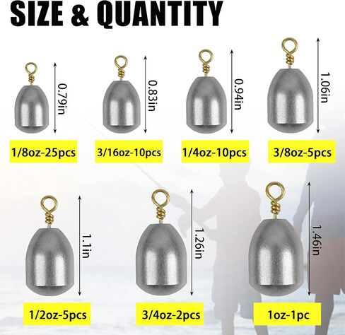 Iron Fishing Weights Sinkers, 20/58pcs Lead Free Steel Fishing Weights Bass Casting Sinkers for Saltwater Freshwater Bass Trout Catfish in Saudi Arabia