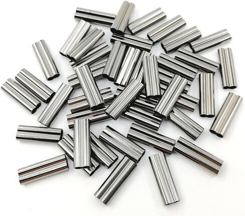 JSHANMEI 100pcs Fishing Crimp Sleeves Double Barrel Crimp Sleeves Brass Copper Crimping Sleeve Tubes Fishing Line Connector Fishing Wire Leader Rigging Tackle in Saudi Arabia