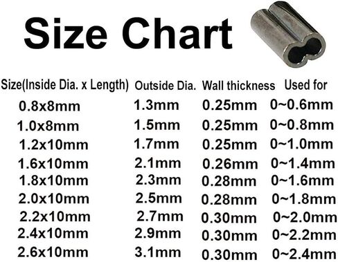 JSHANMEI 100pcs Fishing Crimp Sleeves Double Barrel Crimp Sleeves Brass Copper Crimping Sleeve Tubes Fishing Line Connector Fishing Wire Leader Rigging Tackle in Saudi Arabia