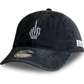 KUBILA Skeleton Hand with Finger Embroidered Baseball Cap,Funny Plain Black Snapback dad Hats for Men Women