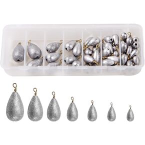 Shaddock Fishing 54pcs/Box Assorted Bell/Bass Casting Sinkers Weights Kit Saltwater Fishing Weights-Total 13OZ in A Handy Box
