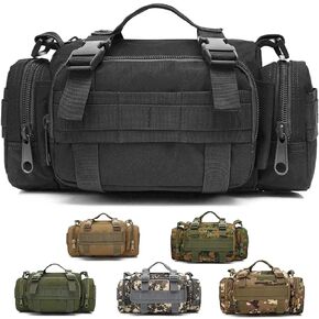 3P Military Duffel Waist Bag, Molle Bicycle/Motorcycle Waterproof Fanny Packs Camera Bag Camo EDC Utility Pouch Crossbody with Shoulder Strap Hand Carry