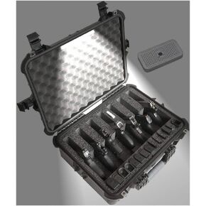 Case Club 7 Pistol and 14 Magazine Pre-Cut Heavy Duty Waterproof Case with Included Silica Gel Canister to Help Prevent Gun Rust (Upgraded Gen-2)