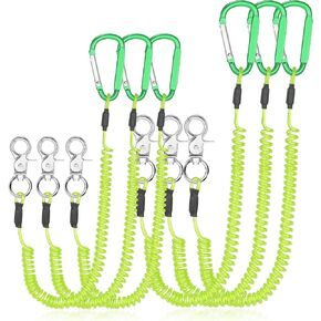 6 Pack Heavy Duty Fishing Lanyard Steel Wire Coiled Lanyard Kayak Retractable Tool Leash Fishing Rod Safety Lanyard Fishing Gear Lanyard Tether Accessories with Alloy Clips for Pliers Boating in Kuwait
