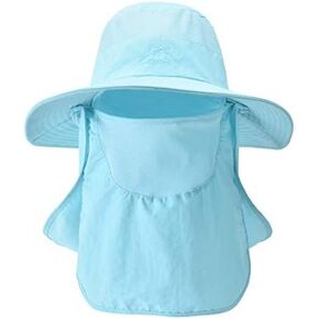 Fishing Hat for Men Sun Protection Hat with Removable Mesh Face Neck Flap Cover Windproof Strap for Men and Women