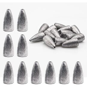 Fishing Bullet Weights, Lead Worm Weights with Smooth Design for Texas Rigs in Saudi Arabia