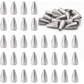 FREGITO 50pcs Fishing Weight Sinkers, Lead Worm Weights Fishing Sinkers for Bass Fishing Texas Rigs