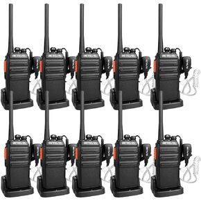 Retevis H-777S Walkie Talkies for Adults, 2 Way Radio Long Range, Walkie Talkies with Earpiece and Mic Set,USB Charging Base,Rugged Walkie Talkie Rechargeable for School Security Church (10 Pack)