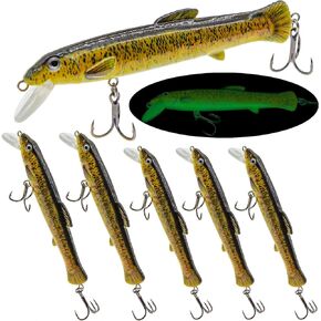 FREGITO صيد السمك بلوبر السحر توبوتر الصيد إغراء مع ذيل المروحة قلم رصاص سمك السلور بايك جثم خطاف ثلاثي الطعم لباس سمك السلمون المرقط العين رمادية فاتحة اللون بايك الصيد العائمة إغراء للمياه العذبة المياه المالحة in Kuwait