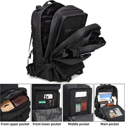 Beeaoo 45L حقائب الظهر التكتيكية العسكرية Molle Army Assault Pack 3 Day Bag خارج حقيبة المشي لمسافات طويلة Treeking الظهر (كاكي) in Saudi Arabia