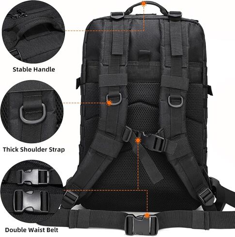 Beeaoo 45L حقائب الظهر التكتيكية العسكرية Molle Army Assault Pack 3 Day Bag خارج حقيبة المشي لمسافات طويلة Treeking الظهر (كاكي) in Saudi Arabia