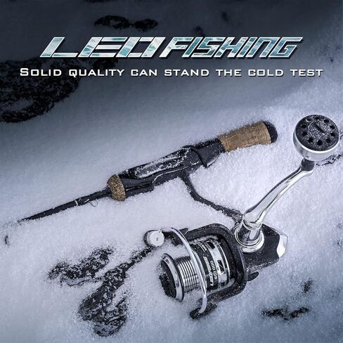 LEOFISHING قطعة واحدة من صنارة صيد الأسماك في فصل الشتاء ومجموعات بكرة من السهل رؤية نصائح الضربة قطب صيد دوار على الجليد مع مجموعات كاملة من JIG طعم ناعم وملعقة وحقيبة حمل وأنبوب حماية 19 بوصة in Kuwait