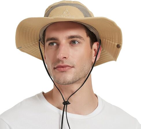 Mens Sun Hat Wide Brim Summer Safari Hat, Cotton Fishing Boonie Hat UV Hats, Mesh Bucket Gardening Hats in Saudi Arabia