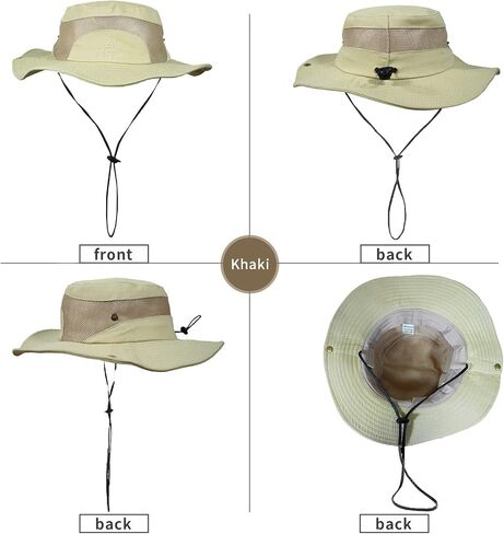 Mens Sun Hat Wide Brim Summer Safari Hat, Cotton Fishing Boonie Hat UV Hats, Mesh Bucket Gardening Hats in Saudi Arabia