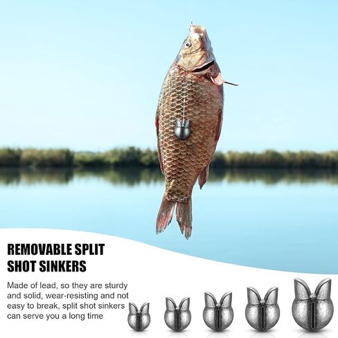 200 Pieces Fishing Weights Sinkers Kit Removable Split Shot Sinker Round Split Shot Fishing Weights Shot Sinkers for Fishing (1/64 oz, 1/62 oz, 1/32 oz, 3/64 oz, 5/64 oz, Classic) in Saudi Arabia