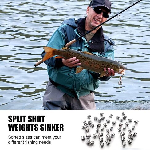 200 Pieces Fishing Weights Sinkers Kit Removable Split Shot Sinker Round Split Shot Fishing Weights Shot Sinkers for Fishing (1/64 oz, 1/62 oz, 1/32 oz, 3/64 oz, 5/64 oz, Classic) in Saudi Arabia