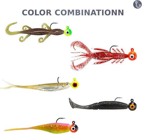 BEELAXY Fishing Lures Jig Heads , Sharp Fishing Hooks for Bass Trout Freshwater,Saltwater Multi Pack in Saudi Arabia