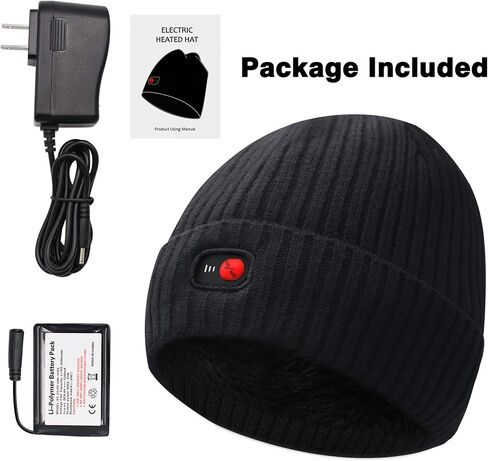 قبعة حرارية كهربائية قابلة لاعادة الشحن 7.4 فولت للشتاء مقاومة للرياح وجيدة التهوية، مقاس واحد، لون اسود in Kuwait