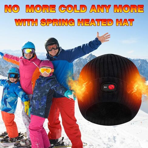 قبعة حرارية كهربائية قابلة لاعادة الشحن 7.4 فولت للشتاء مقاومة للرياح وجيدة التهوية، مقاس واحد، لون اسود in Kuwait