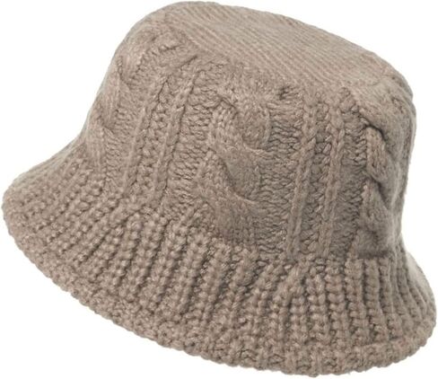 Minache Women Girls Winter Warm Bucket Hat Solid Color Beanie Hat Chunky Cable Knit Hats Foldable Floppy Knitted Cap in Saudi Arabia