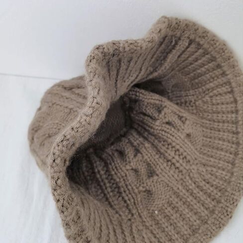 Minache Women Girls Winter Warm Bucket Hat Solid Color Beanie Hat Chunky Cable Knit Hats Foldable Floppy Knitted Cap in Saudi Arabia
